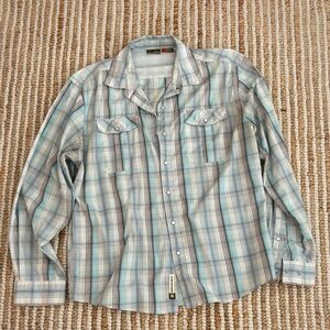 Howler Brothers Blue and Gray Plaid Casual Shirt